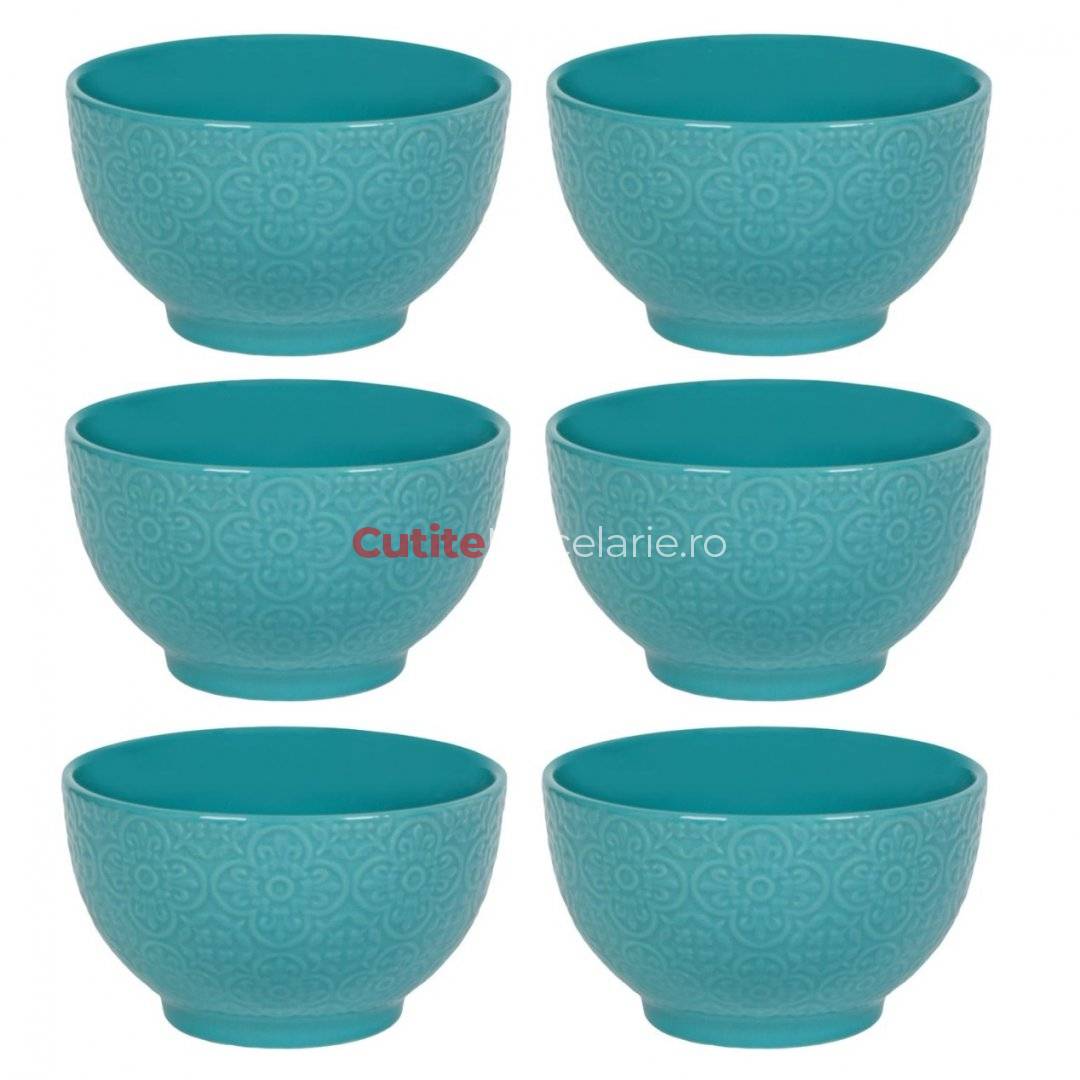 Obligate until now Review Set 6 Boluri ceramice pentru supa/ciorba, 650 ml, Ceramic Petrol