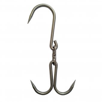 Carlig de macelarie dublu, pivotant, inox, 32 cm
