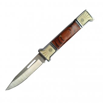 Cutit tip Briceag 17.5 cm, maner insertii lemn, otel, husa inclusa