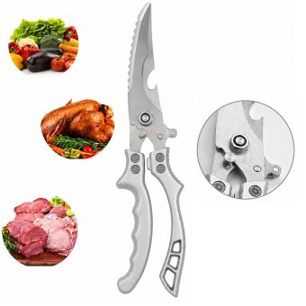 Foarfeca de Bucatărie Multifunctională din Inox, pentru Carne, Pui, Peste si Legume, cu Curatator de Solzi si Desfacator de Sticle