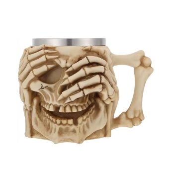 Halba de bere Blinde Skeleton 400 ml, inox+rasina, Bej