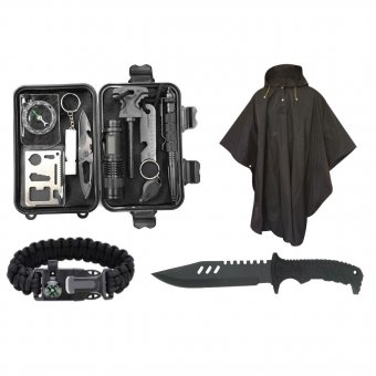 Kit Supravietuire Viking 15 in 1, multifunctional, negru