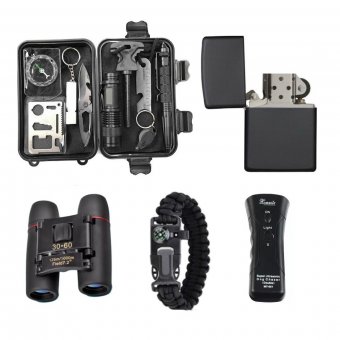 Kit Supravietuire Viper 16 piese, multifunctional, cutie depozitare inclusa, negru
