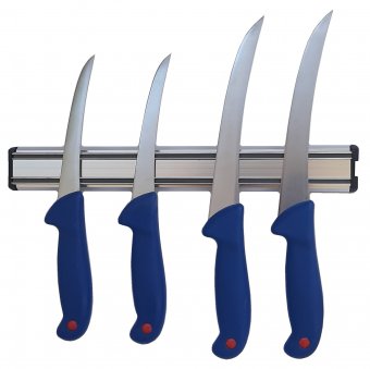 Kit macelar format din 2 Cutite profesionale pentru filetat, 2 cutite pentru dezosat si suport magnetic