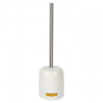Perie WC Bath cu suport ceramic pentru toaleta si maner inalt cromat, Alb/Crom, 11.4x43.3 cm