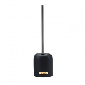 Perie WC Bath cu suport ceramic pentru toaleta si maner inalt cromat, Negru/Crom, 11.4x43.4 cm