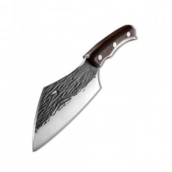 Satar profesional bucatar, Full Tang, 422 g, lama forjata, otel carbon, husa inclusa