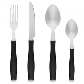 Set 12 tacamuri otel inoxidabil Black Desing, maner plastic negru