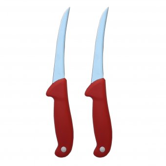 Set 2 cutite profesionale pentru transat, lama curbata, otel inoxidabil, GRM2-Red, 28 cm