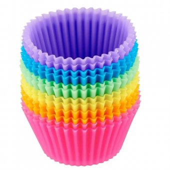 Set 24 forme rotunde din silicon pentru Savarine, Tarte, Briose, Prajituri 35x70 mm, Multicolore
