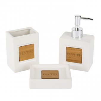 Set 3 accesorii pentru baie, ceramice, Nordic White