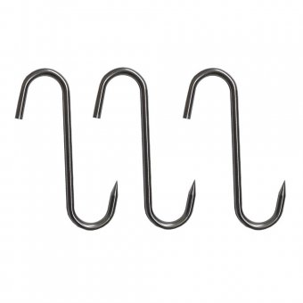 Set 3 carlige macelar tip S, 23cm, Ø10 mm, inox