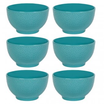 Set 6 Boluri ceramice pentru supa/ciorba, 650 ml, Ceramic Petrol