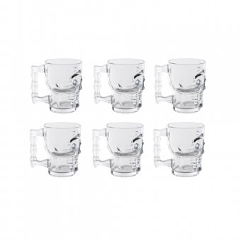 Set 6 Halbe din sticla Skull, 500 ml