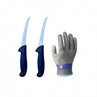 Set Profesional macelar format din 2 Cutite pentru dezosat, 28 cm si Manusa anti taiere XL