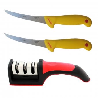 Set profesional macelarie, 2 Cutite transat GRM-Gold si dispozitiv manual ascutit 3 nivele intensitate