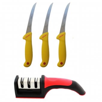 Set profesional macelarie, 3 Cutite dezosat GRM-Gold si dispozitiv manual ascutit 3 nivele intensitate