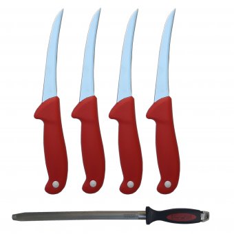 Set profesional macelarie format din 4 Cutite pentru dezosat si Masat magnetizat 30 cm 