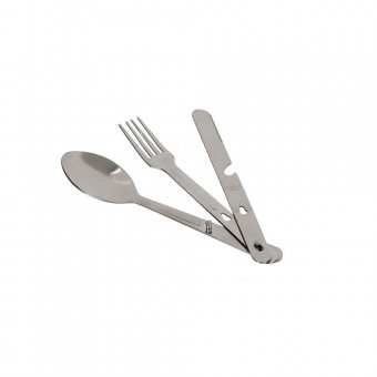 Set tacamuri camping, otel inoxidabil, furculita, lingura, cutit, 16 cm