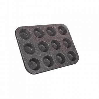 Tava pentru briose, metal non stick, 12 forme, 35x26x2.8 cm