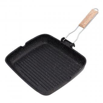Tigaie grill cu maner detasabil, aluminiu, 35X25X4.5 cm