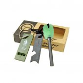 Amnar pentru camping, Ultimate Survival, 10 cm, verde neon, fluier inclus
