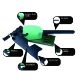 Amnar pentru camping, Ultimate Survival, 10 cm, verde neon, fluier inclus