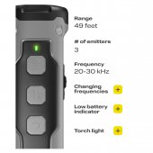 Aparat profesional cu Ultrasunete si Lanterna impotriva Cainilor Agresivi cu Functie de Dresaj XP30, Negru-Gri, incarcare USB