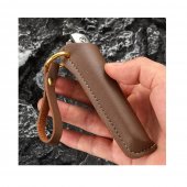 Briceag camping 21.5 cm, otel, maner maro, insertii lemn, teaca tip breloc inclusa