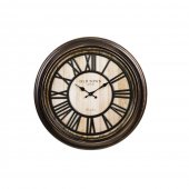 Ceas decorativ de perete cu numere mari romane, model Retro OldTown Clocks, Negru/Bronz, 50 cm