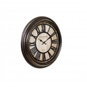 Ceas decorativ de perete cu numere mari romane, model Retro OldTown Clocks, Negru/Bronz, 50 cm