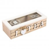 Cutie din lemn pentru ceai cu 3 compartimente I Love Tea, 24x10x7 cm