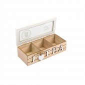 Cutie din lemn pentru ceai cu 3 compartimente I Love Tea, 24x10x7 cm