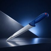 Cutit Profesional Macelarie pentru Sacrificare, Lama Dubla 21 cm, Otel Inoxidabil, Maner Ergonomic, Albastru