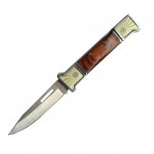 Cutit tip Briceag 17.5 cm, maner insertii lemn, otel, husa inclusa