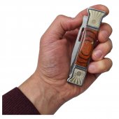 Cutit tip Briceag 17.5 cm, maner insertii lemn, otel, husa inclusa