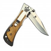 Cutit tip Briceag Deer 20 cm, maner insertii lemn, clema prindere pe centura