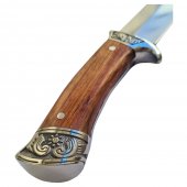 Cutit Vanatoare Eagle, 31.5 cm, otel, full tang, maner insetii lemn, husa inclusa