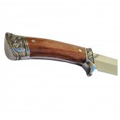 Cutit Vanatoare Eagle, 31.5 cm, otel, full tang, maner insetii lemn, husa inclusa