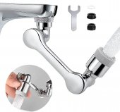 Extensie Robinet Rotativa, Alama Cromata, Rotatie de 1080 °, Universal, doua moduri de curgere a apei, Crom