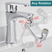 Extensie Robinet Rotativa, Alama Cromata, Rotatie de 1080 °, Universal, doua moduri de curgere a apei, Crom