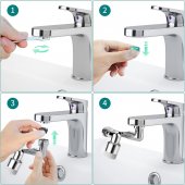 Extensie Robinet Rotativa, Alama Cromata, Rotatie de 1080 °, Universal, doua moduri de curgere a apei, Crom