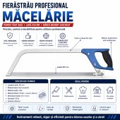 Fierastrau profesional macelarie Pliana Powercut, lama 450 mm, maner aderent cauciucat