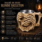Halba de bere Blinde Skeleton 400 ml, inox+rasina, Bej