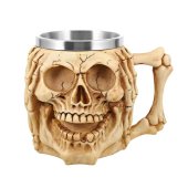 Halba de bere Deaf Skeleton 400 ml, inox+rasina, Bej