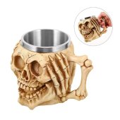 Halba de bere Deaf Skeleton 400 ml, inox+rasina, Bej