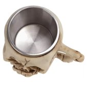 Halba de bere Skeleton 400 ml, Inox si Rasina, Model Mute Skeleton, Design Gothic cu Craniu, Cadou pentru Barbati