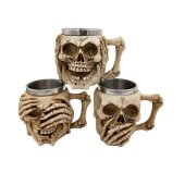 Halba de bere Blinde Skeleton 400 ml, inox+rasina, Bej