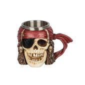 Halba de bere Pirate Skull 400 ml, inox+rasina, multicolora