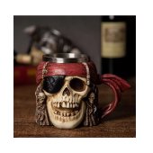 Halba de bere Pirate Skull 400 ml, inox+rasina, multicolora